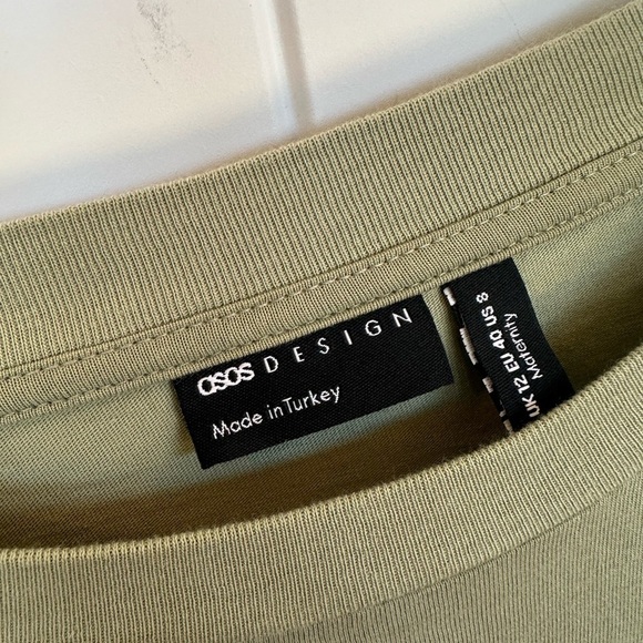 ASOS Peplum T-Shirt Sage Green 100% Cotton Size 8 - Picture 4 of 5